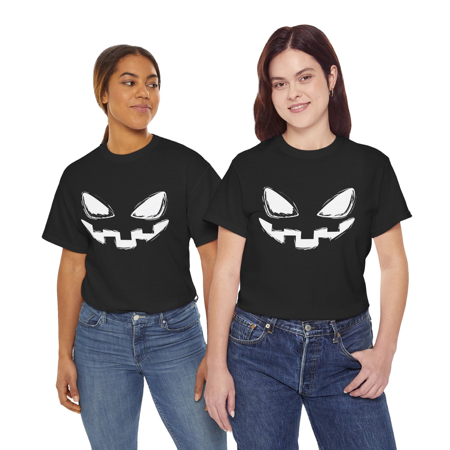 Spooky Face - Classic Graphic Print Unisex Heavy 100% Cotton Tee