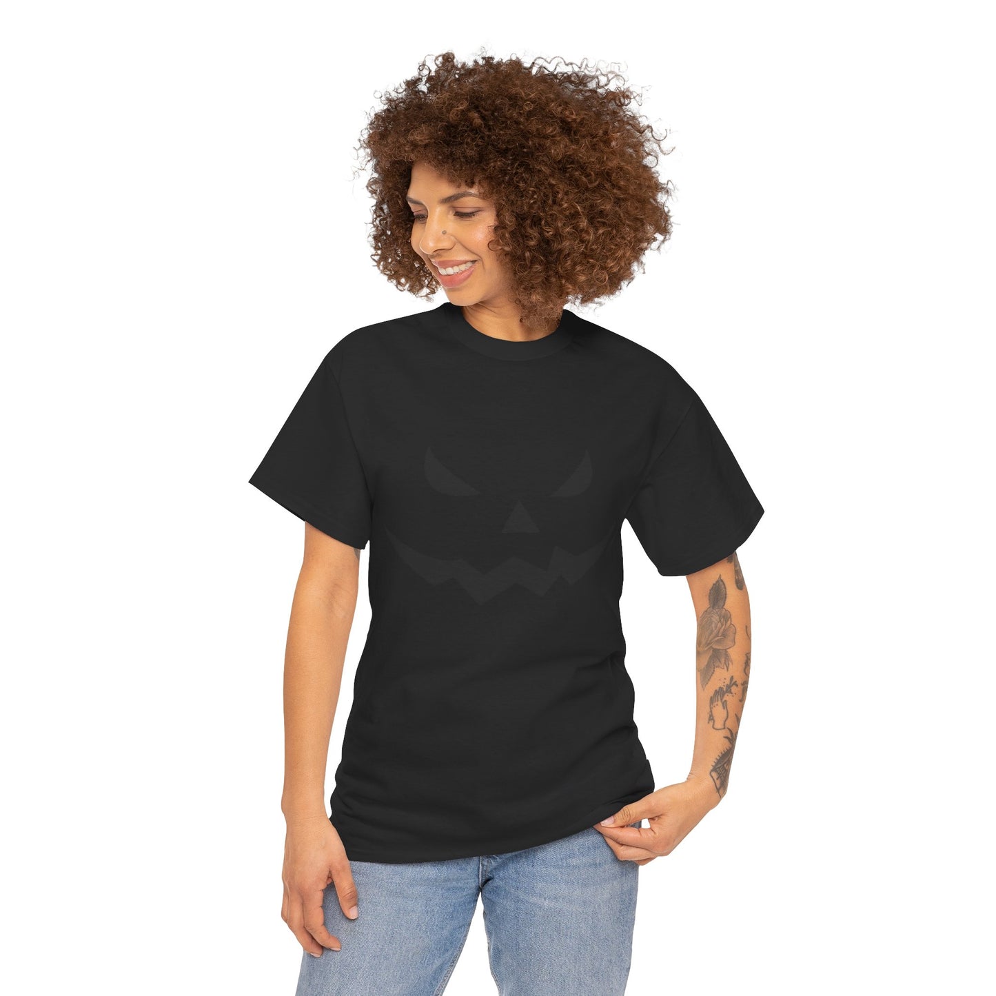 Pumpkin Face - Classic Graphic Print Unisex Heavy 100% Cotton Tee