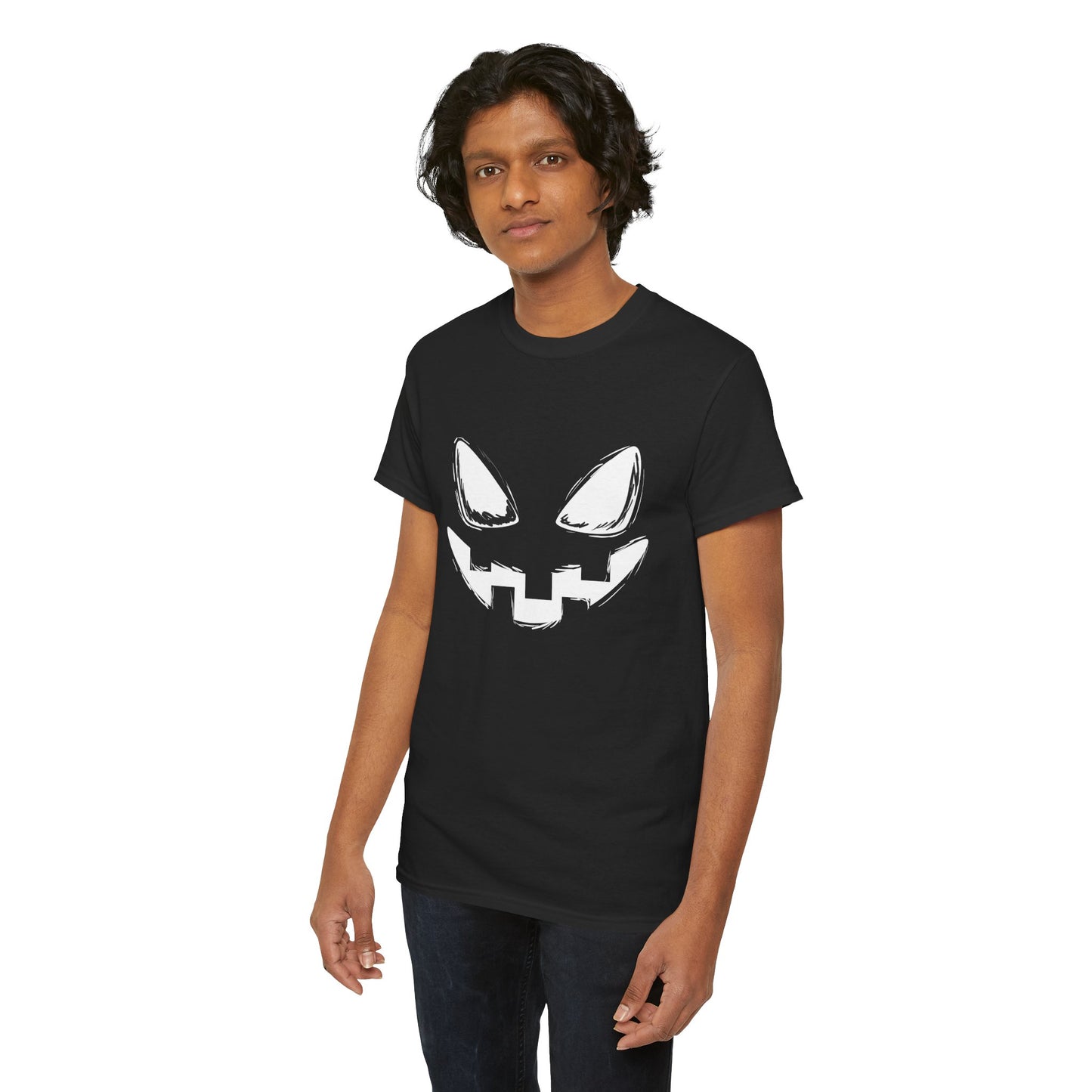 Spooky Face - Classic Graphic Print Unisex Heavy 100% Cotton Tee