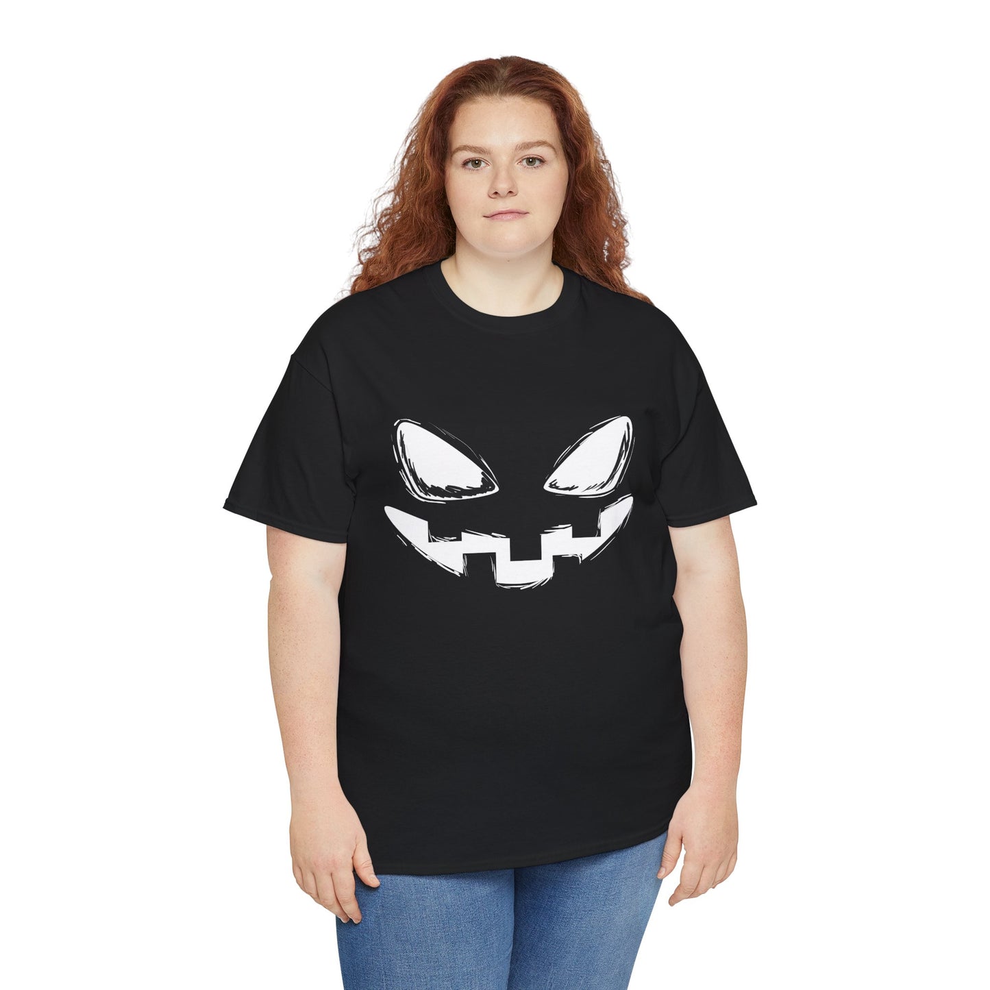 Spooky Face - Classic Graphic Print Unisex Heavy 100% Cotton Tee