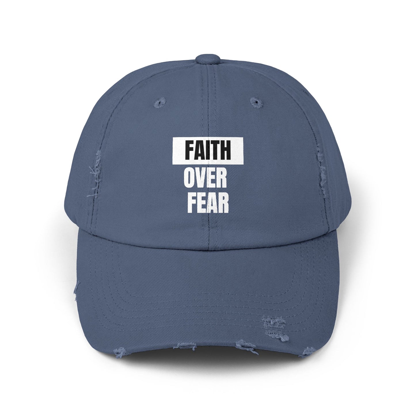 Faith over Fear - Unisex Distressed Cap