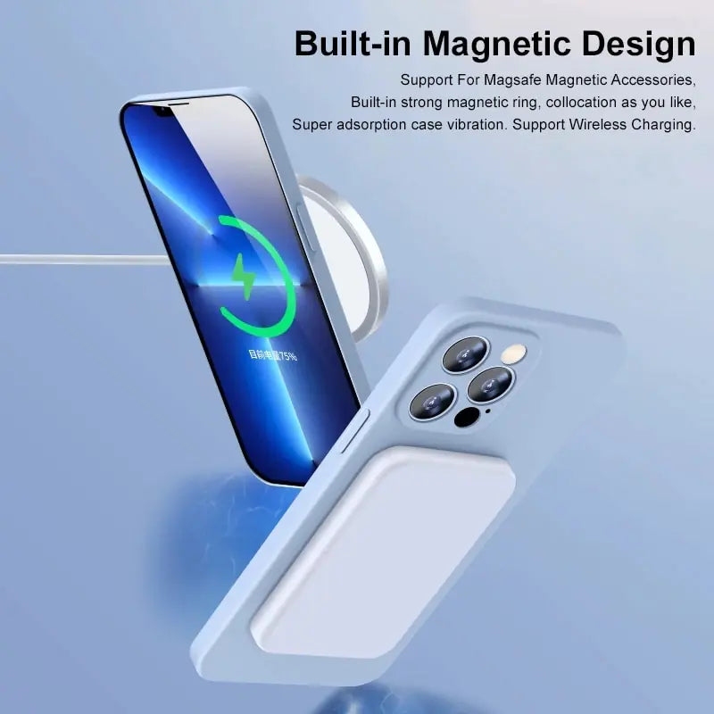 Magnetic Liquid Silicone Case For iPhone 14