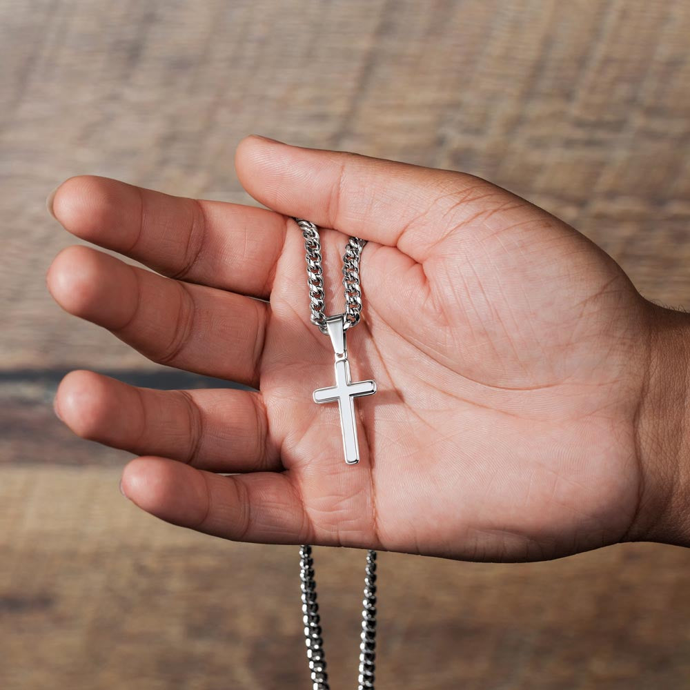 To My Amazing Man | Artisan Cross Necklace on Cuban Chain | Gift for Him