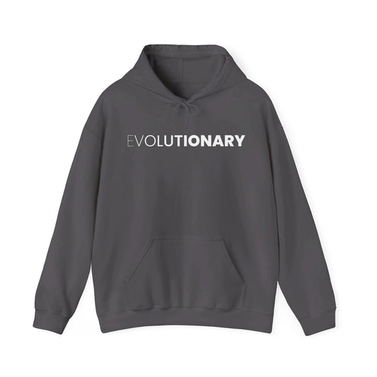 Evolutionary- Unisex Heavy Blend™ White Graphic Print Classic Hoodie Sweatshirt